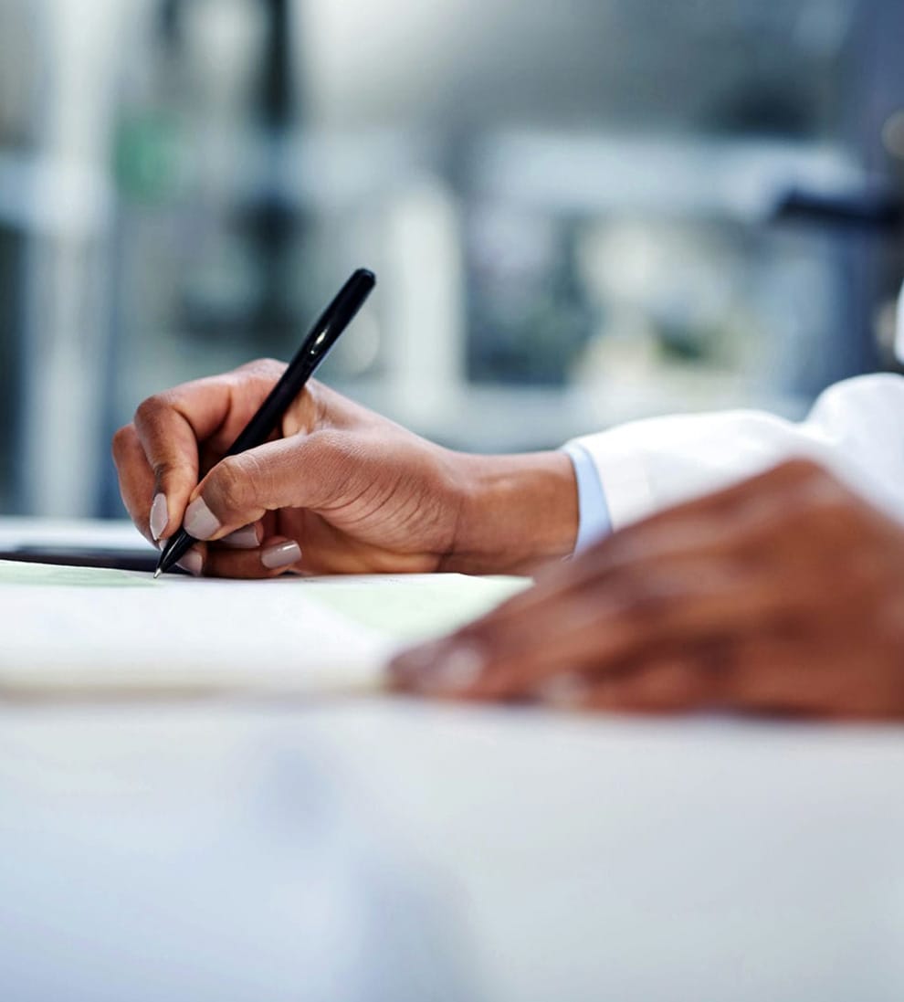 Scientist writing